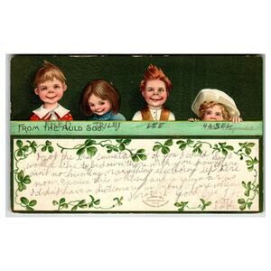 Ellen Clapsaddle Vintage 1908 St. Patrick's Day Lithograph Postcard Cute Kids